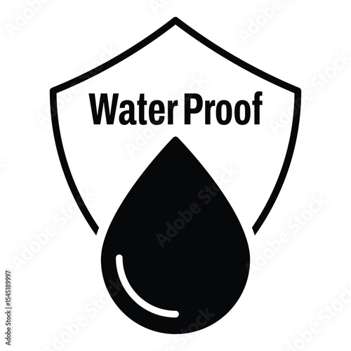 Water proof icon set. Water resistant symbol. Water protection, liquid proof protection. Shield with water drop. Anti wetting material, surface protection. Vector illustration.