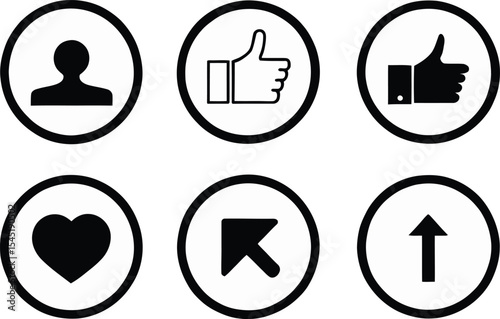 A Collection of Social Media Icons Featuring People, Likes, Hearts, and Arrows Embodying Digital Communication