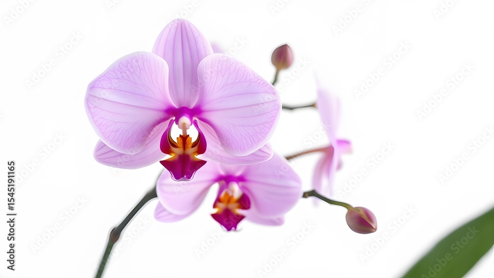 Obraz premium Soft Pink Phalaenopsis Orchid Branch with Buds on White
