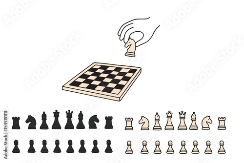 Vector illustration about chess tournament, match, game. Use as advertisement, invitation, banner, poster. Vector illustration on the theme of International Chess Day on July 20.