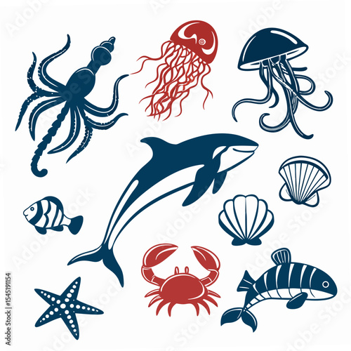 set of sea animals