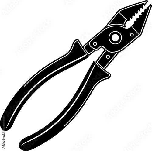 Black pliers silhouette isolated on white background