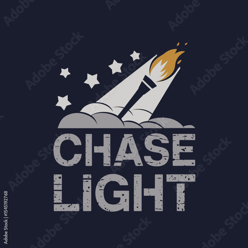 Inspirational Torch Design Chase Light Graphic Stars Night Sky Motivational Artistic Vintage Retro Style Bold Text Dream Ambition Success Goal Achievement Aspirations Determination Effort Persistence 