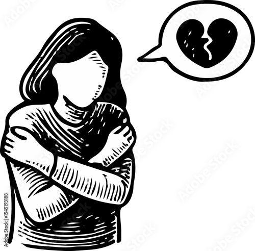 Woman sitting cross-legged with scribbles over her head, symbolizing anxiety and overthinking in a hand-drawn emotional style