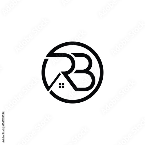 RB circle logo with roofing design