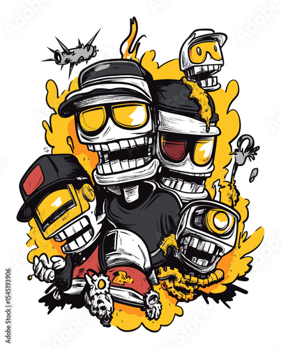 Unique Vector Art of Cartoon Characters with Bold Colors and Dynamic Expression