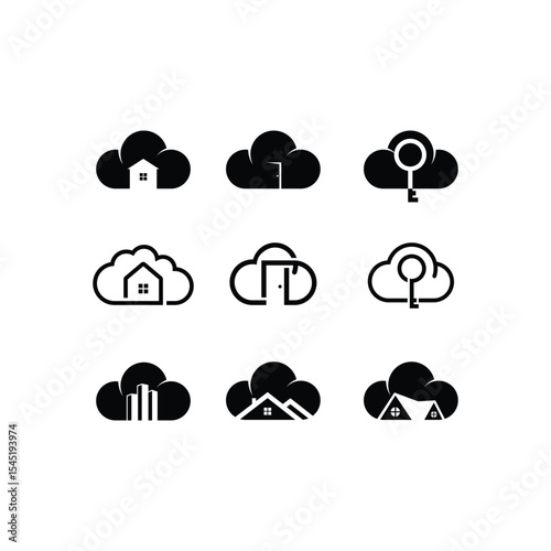 cloud and real estate company group logo