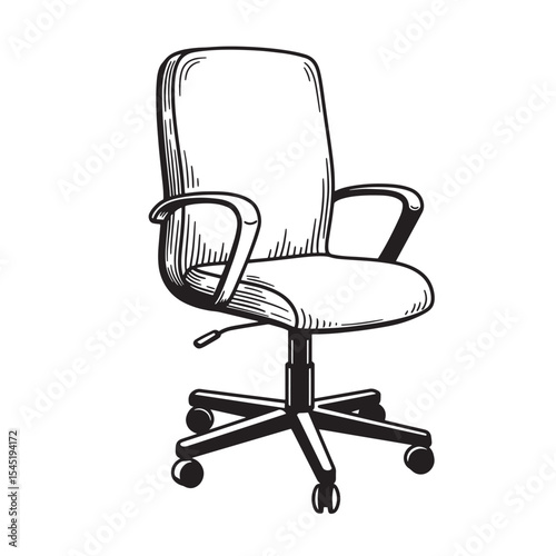 Detailed vintage art silhouette of an office chair suitable for modern design projects