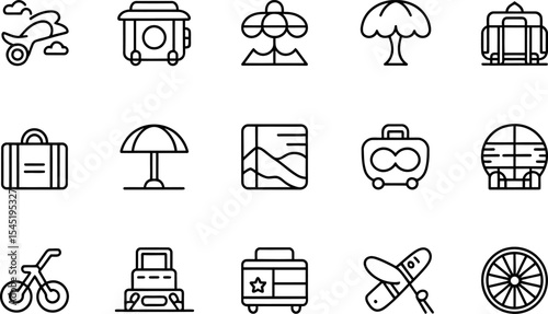 Simple travel and vacation line icons for design and creative projects