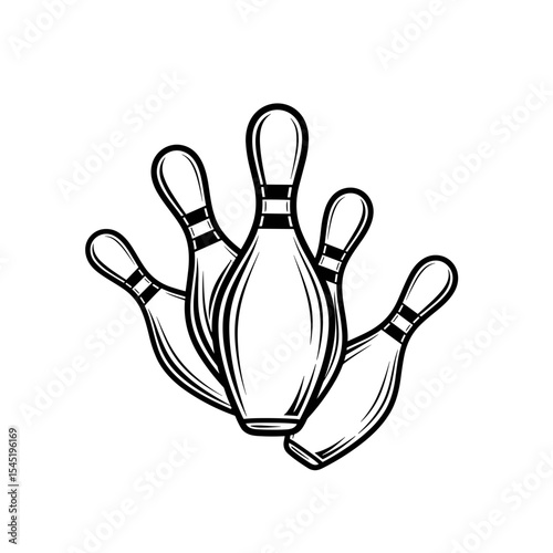 Bowling pins in a dynamic arrangement representing a fun bowling game