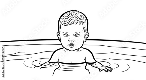 Cute baby playing in a bathtub with a joyful expression