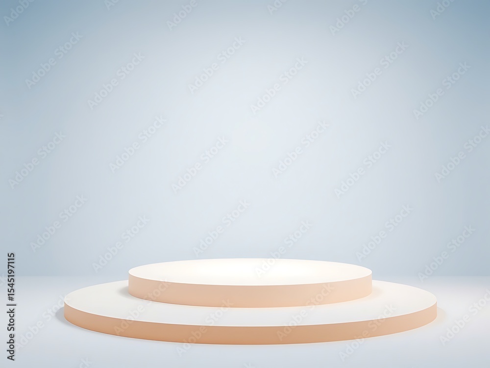 Obraz premium Two-tiered round pedestal display platform on light gray background