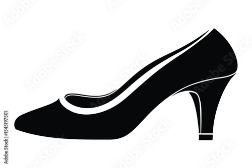 Elegant Black High Heel Shoe Silhouette Illustration for Fashion and Style Designs