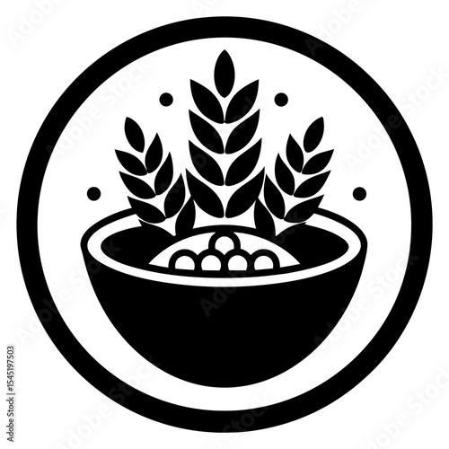 Grains in a bowl isolated on white background