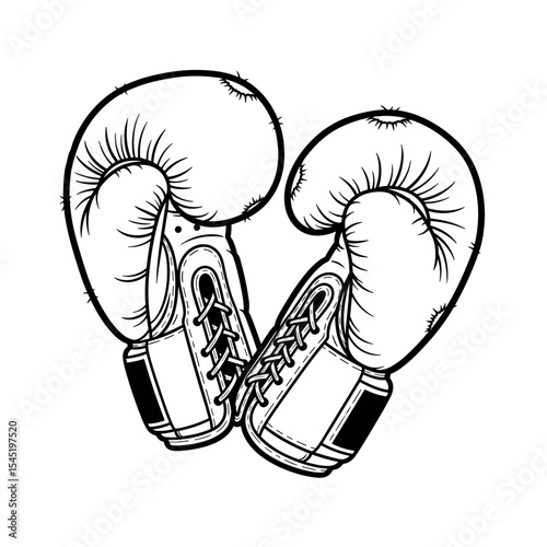 Boxing gloves in line art style for sports equipment concept