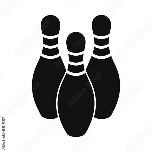 Three Bowling Pins Illustration in Black and White Style