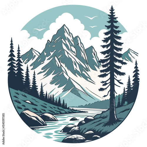 mountain landscape with trees