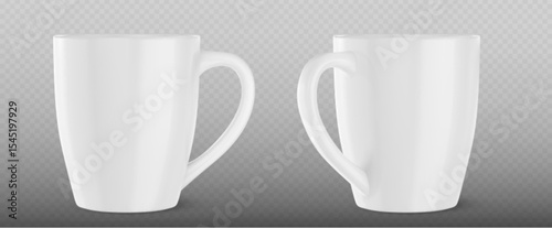 White ceramic coffee mug vector mockup template
