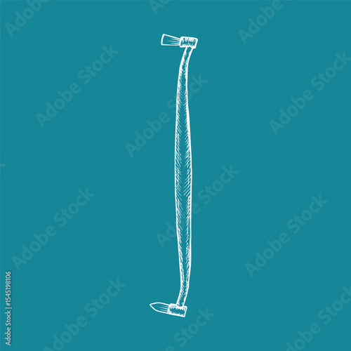 Pet toothbrush sketch drawing. Dental hygiene, animal oral care tool. Dentistry, veterinary vector sketch illustration, hand drawn isolated