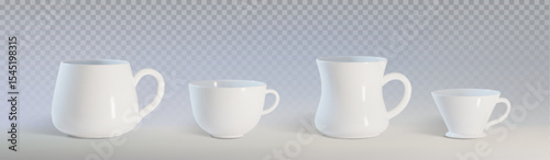White ceramic coffee mug vector mockup template
