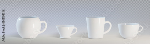 White ceramic coffee mug vector mockup template
