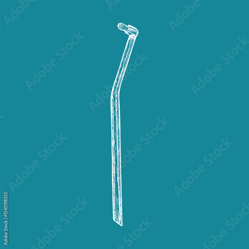 Hand drawn illustration of a toothbrush. Dental instruments, in-home oral care, and personal health care. Simple doodle drawing  in sketch style isolated