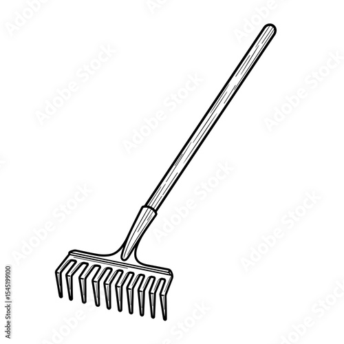 Gardening rake illustration in a simple and functional design