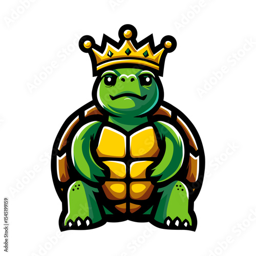 King Turtle Mascot Wearing a Crown