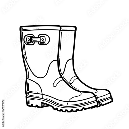 Gardening rubber boots illustration in a simple and functional design