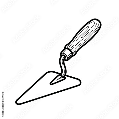 Gardening trowel illustration with a wooden handle in a simple and functional design