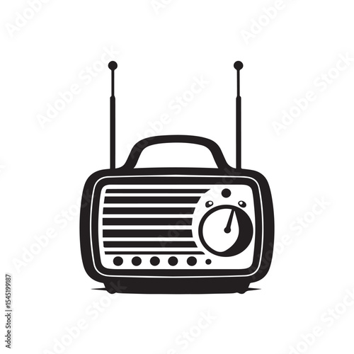 Retro radio receiver isolated on white background