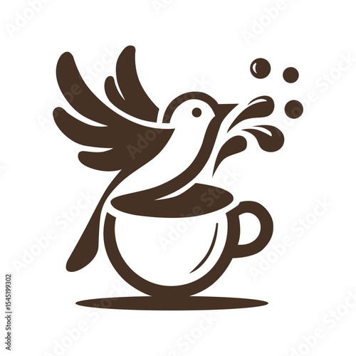 Bird Enjoying Coffee Logo