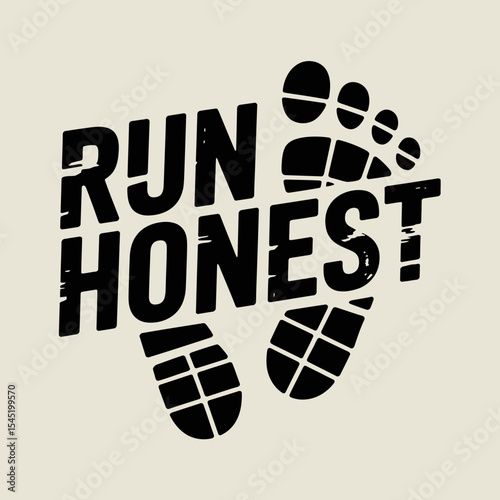 Run Honest Motivational Fitness Typography Design Graphic Black Footprints Sport Running Exercise Workout Gym Fitness Apparel Print Template Vector Illustration Active Lifestyle Image race power speed