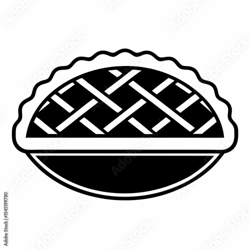 Black and white pie with lattice crust isolated on white background