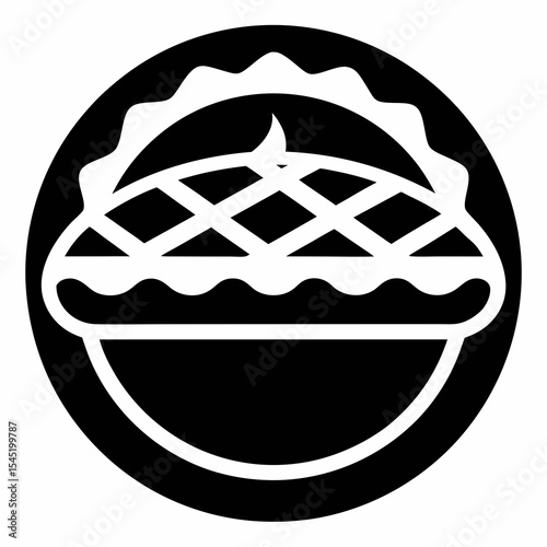 Black and white pie with lattice crust in a circle isolated on white