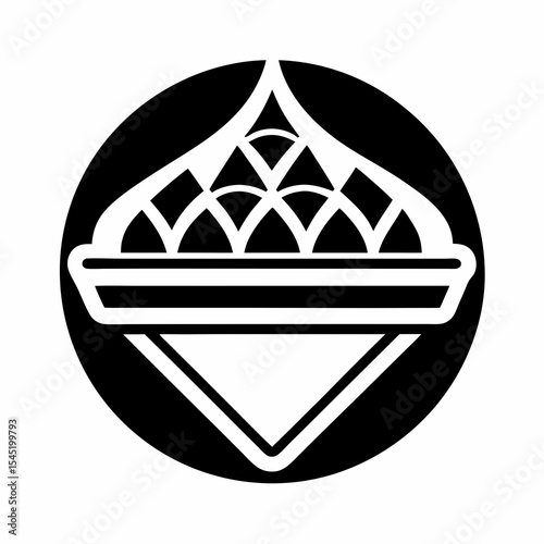 Black and white pie with lattice crust in a circle isolated on white