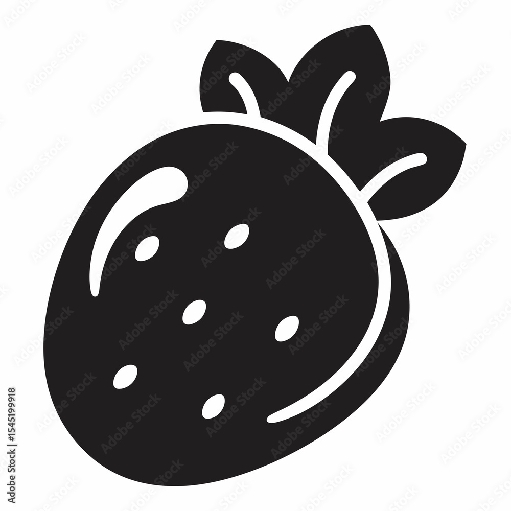 Obraz premium Strawberry isolated on white background with leaves in simple style