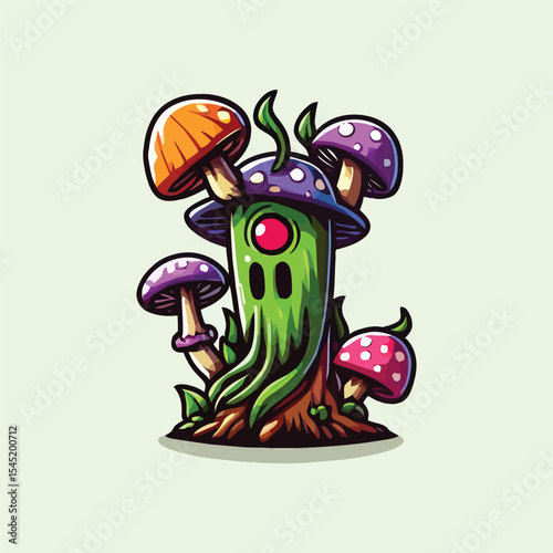 vector style cute unique undead monster mascot illustration