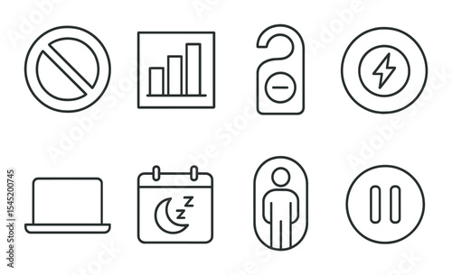 Business and productivity icons set – linear style, work and efficiency symbols