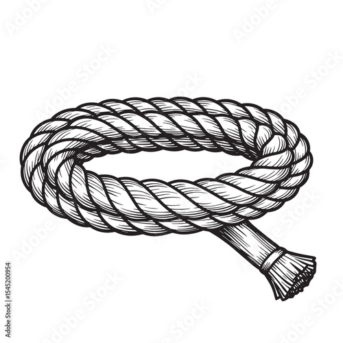 Artistic rope coil illustration in a vintage art silhouette perfect for various applications.
