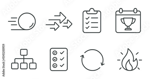 Momentum linear icons set for data and business organization tasks