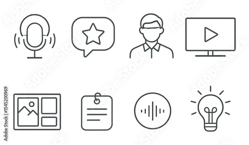 Motivational icons set – line, inspirational and goal-focused symbol collection