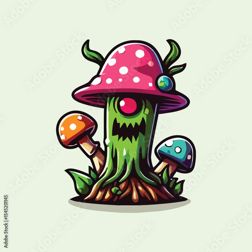 vector style cute unique undead monster mascot illustration