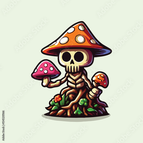 vector style cute unique undead monster mascot illustration