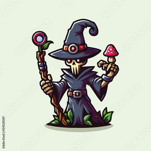 vector style cute unique undead monster mascot illustration