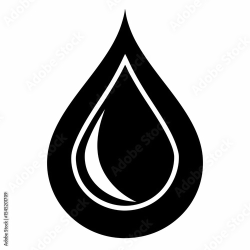 Black water drop isolated on white background