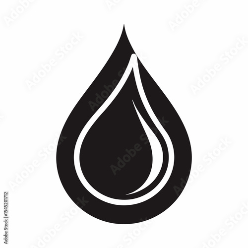 Black water drop isolated on white background