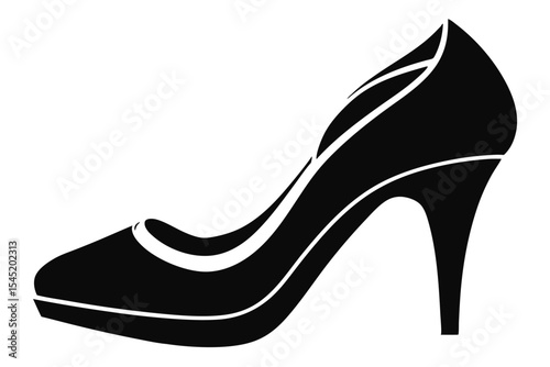 Elegant Black High Heel Shoe Silhouette Illustration for Fashion and Style Blogs