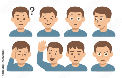 Meeting emotions icons set – outline, expressive moods and interaction symbols