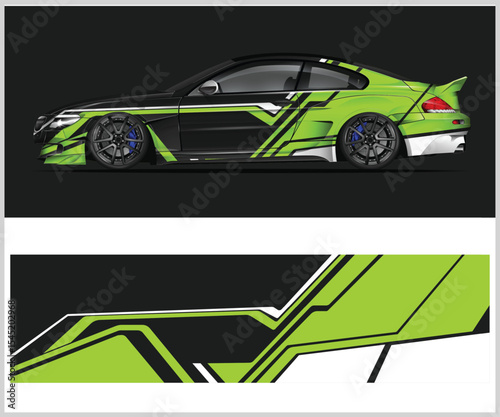 Racing Car Wrap Design with Checkered Flag Pattern